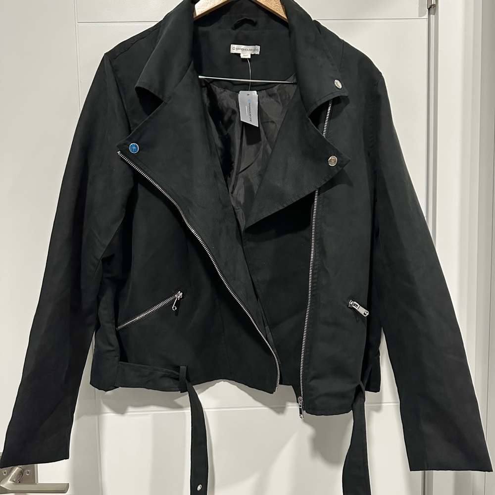 Warehouse One Black Moto Fabric Jacket